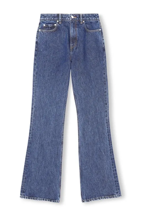 Clothing GANNI Trousers Rigid Denim Betzy Dark Blue Stone