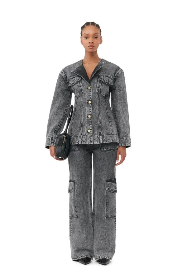Clothing GANNI Trousers Snow Washed Denim Angi Jeans Black Washed