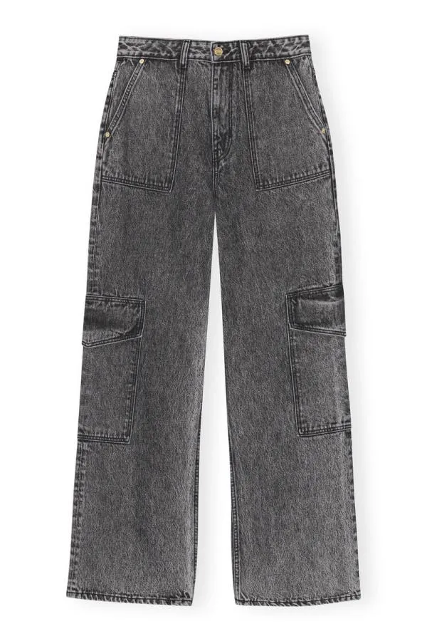 Clothing GANNI Trousers Snow Washed Denim Angi Jeans Black Washed