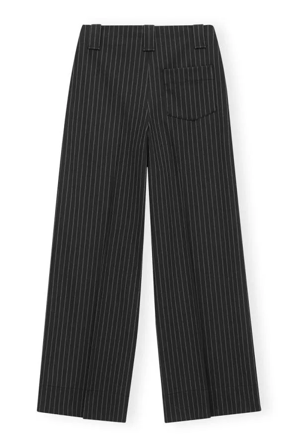 Clothing GANNI Trousers Striped Highwaisted Wide Trousers Black Clothing GANNI Trousers Striped Highwaisted Wide Trousers Black