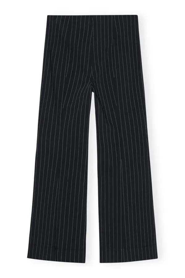 Clothing GANNI Trousers Striped Stretch Cropped Trousers Sky Captain Clothing GANNI Trousers Striped Stretch Cropped Trousers Sky Captain