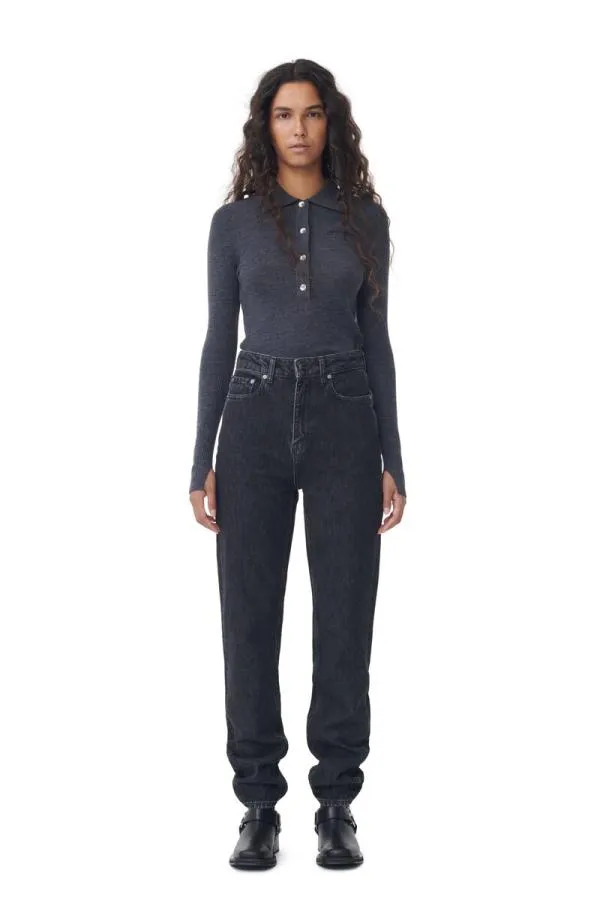 Clothing GANNI Trousers Swigy Jeans Blackwhite Stone