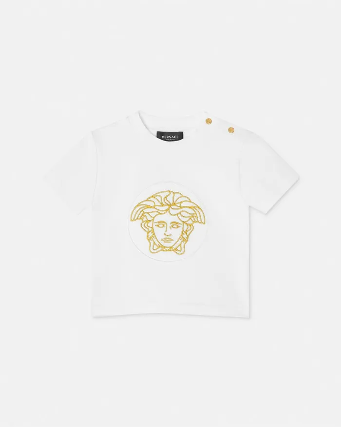 Clothing Kids Versace Embroidered Medusa Baby TShirt Whiteprint