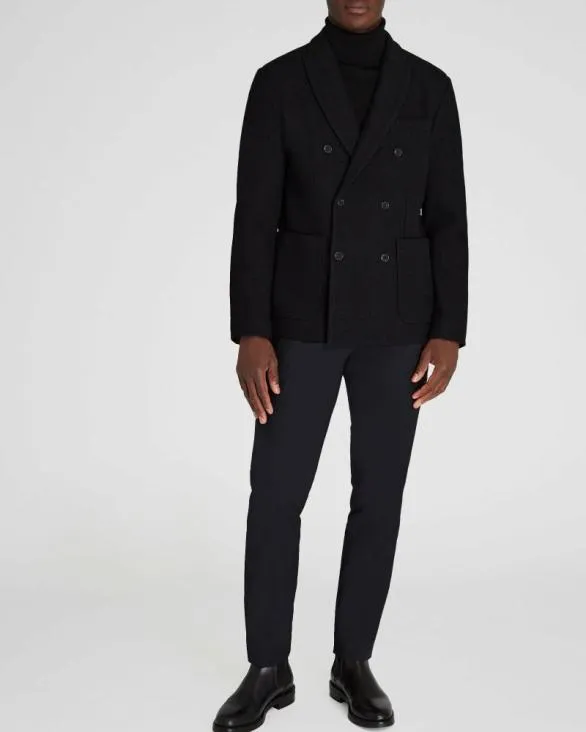 Club Monaco Blazers and Suiting DoubleBreasted Knit Wool Blazer Black 8211 Men