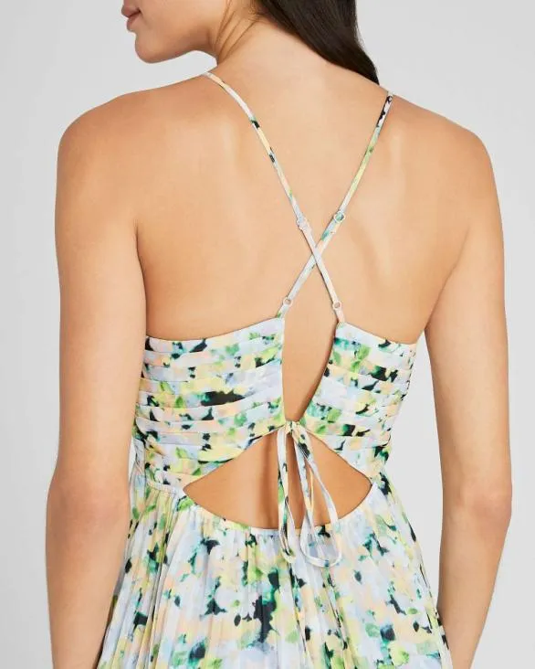 Club Monaco Dresses and Jumpsuits Floral Pleated Tie Back Maxi Dress Multi 8211 Women