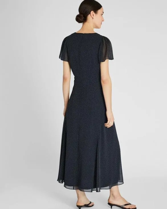 Club Monaco Dresses and Jumpsuits Flutter Sleeve Midi Dress Navy Base 8211 Women