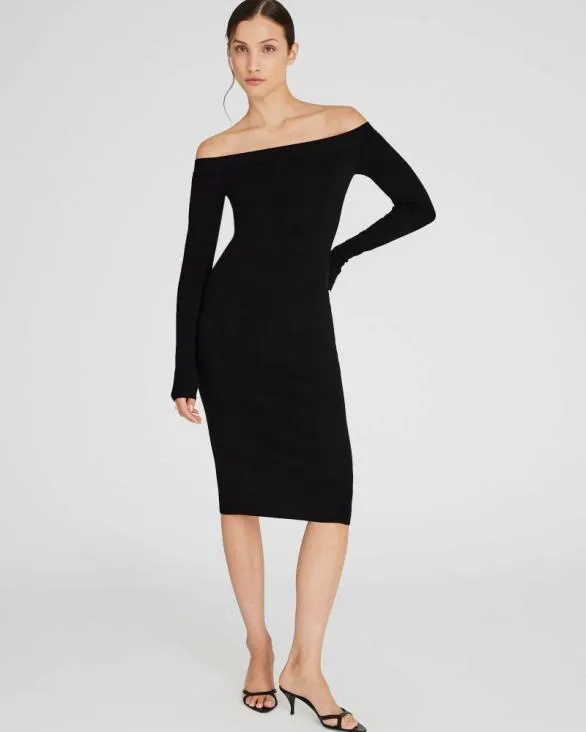 Club Monaco Dresses and Jumpsuits OffTheShoulder Sweater Dress Black 8211 Women