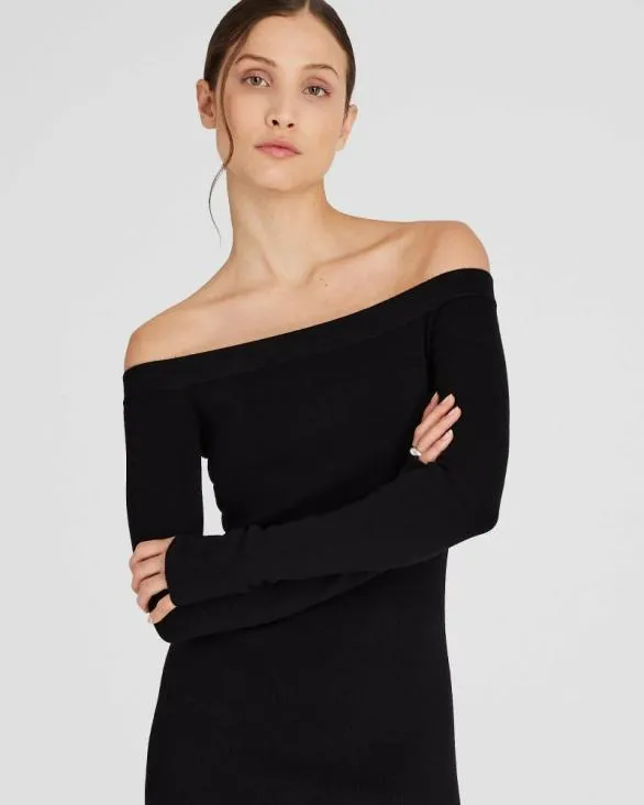 Club Monaco Dresses and Jumpsuits OffTheShoulder Sweater Dress Black 8211 Women