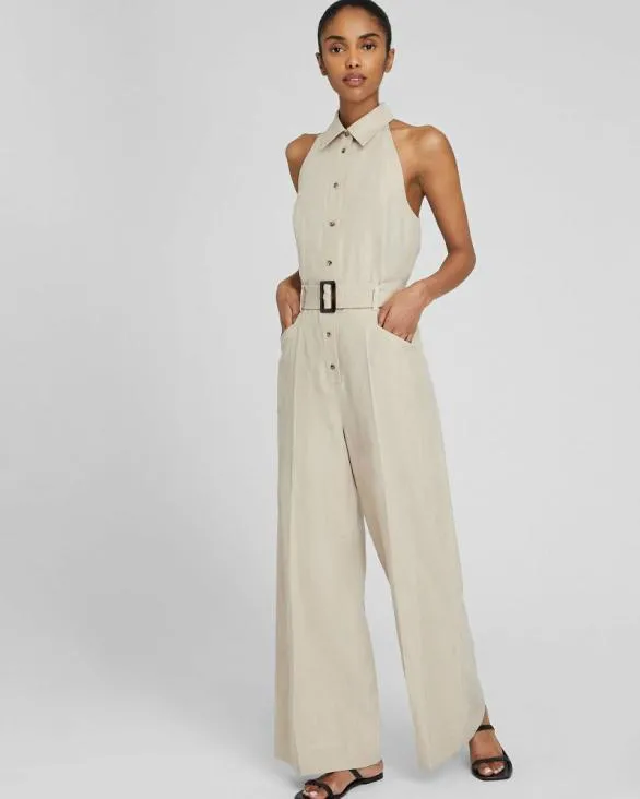 Club Monaco Dresses and Jumpsuits Sleeveless Collared Jumpsuit Tan 8211 Women