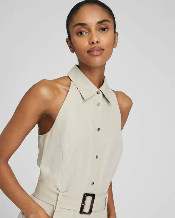 Club Monaco Dresses and Jumpsuits Sleeveless Collared Jumpsuit Tan 8211 Women