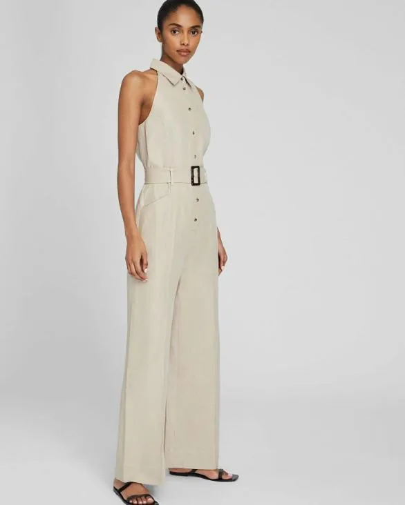 Club Monaco Dresses and Jumpsuits Sleeveless Collared Jumpsuit Tan 8211 Women