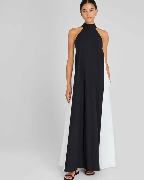 Club Monaco Dresses and Jumpsuits TwoTone Halter Maxi Dress Black 8211 Women