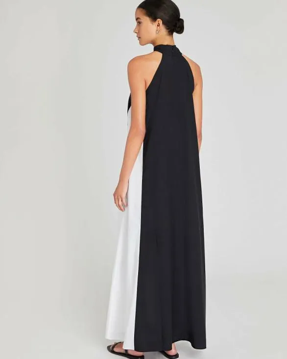 Club Monaco Dresses and Jumpsuits TwoTone Halter Maxi Dress Black 8211 Women