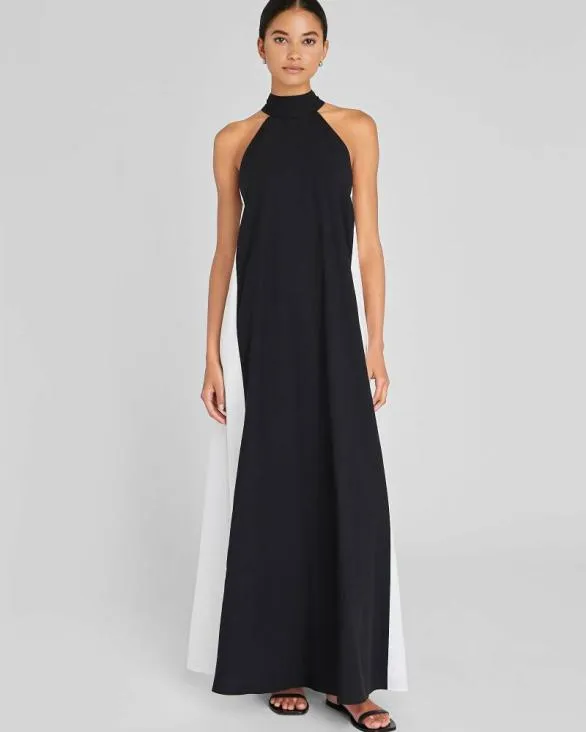 Club Monaco Dresses and Jumpsuits TwoTone Halter Maxi Dress Black 8211 Women