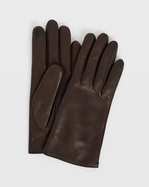 Club Monaco Hats Scarves and Gloves CashmereLined Leather Gloves Brown 8211 Women