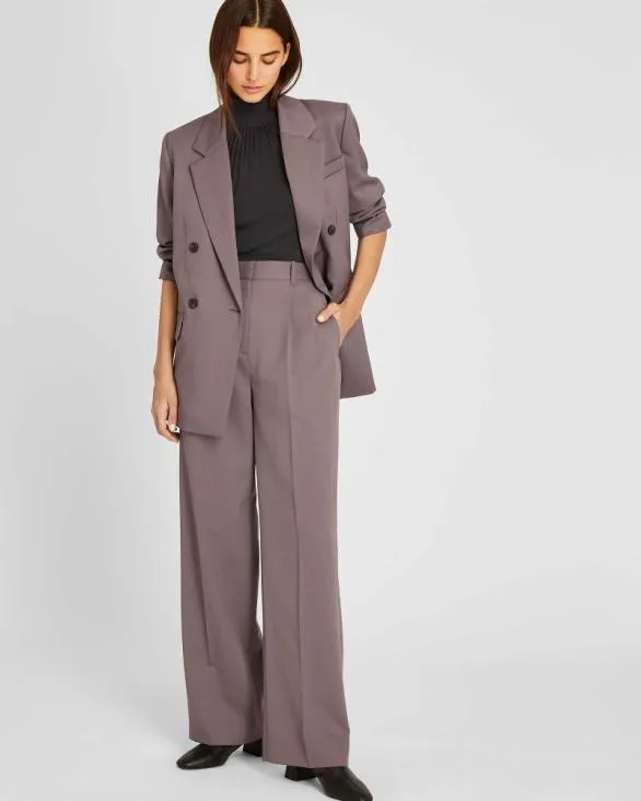 Club Monaco Pants Lightweight Wool Pleated Trouser Dark Purple 8211 Women