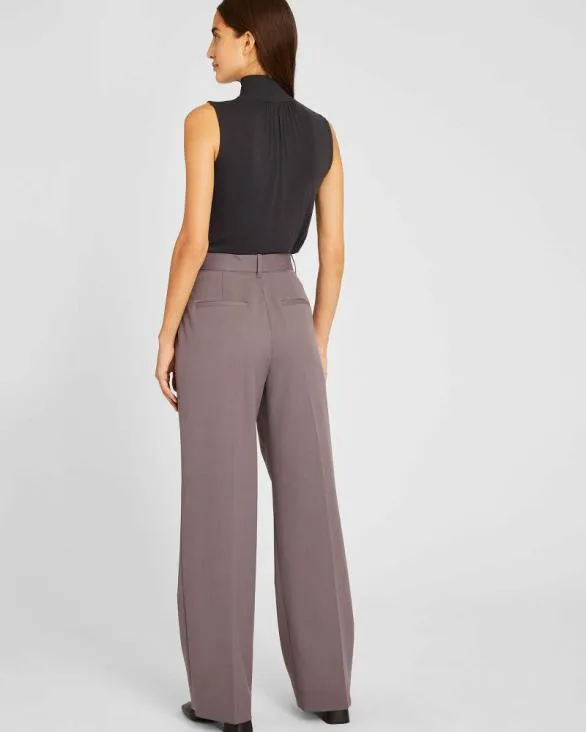 Club Monaco Pants Lightweight Wool Pleated Trouser Dark Purple 8211 Women