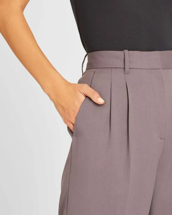 Club Monaco Pants Lightweight Wool Pleated Trouser Dark Purple 8211 Women