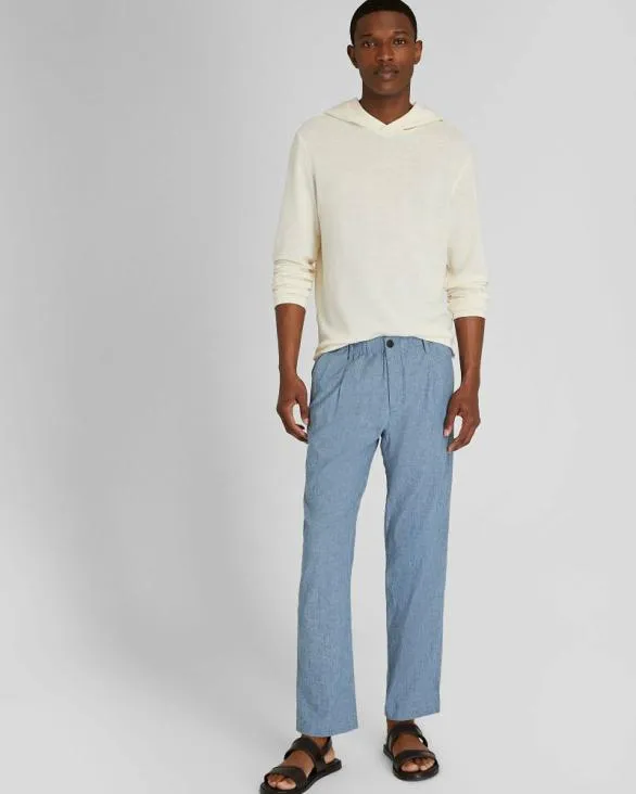 Club Monaco Pants Relaxed Tapered LinenBlend Pant Medium Blue 8211 Men