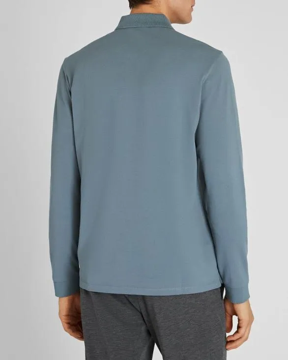 Club Monaco Polos Long Sleeve Clean Piqu Polo Sea Glass 8211 Men