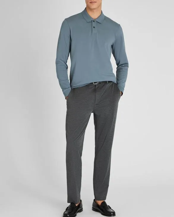 Club Monaco Polos Long Sleeve Clean Piqu Polo Sea Glass 8211 Men