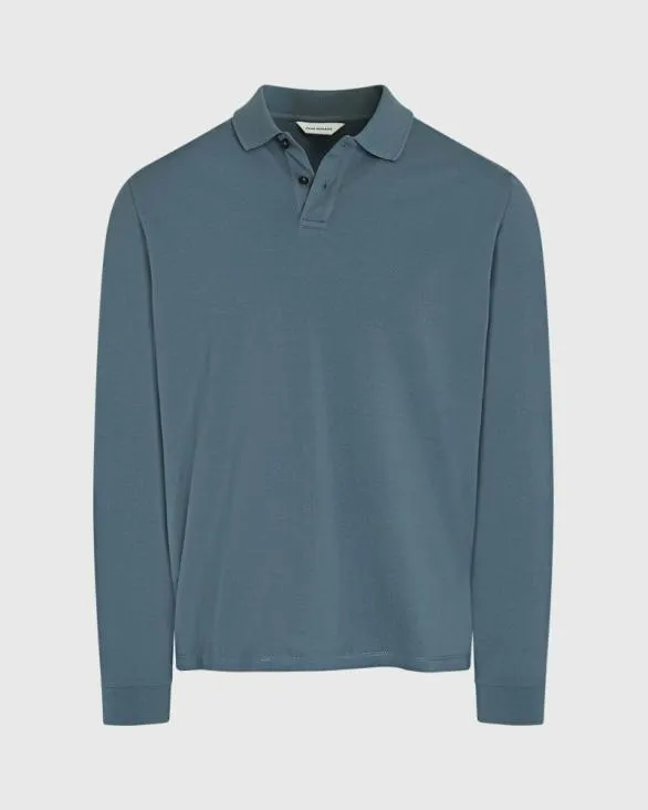 Club Monaco Polos Long Sleeve Clean Piqu Polo Sea Glass 8211 Men