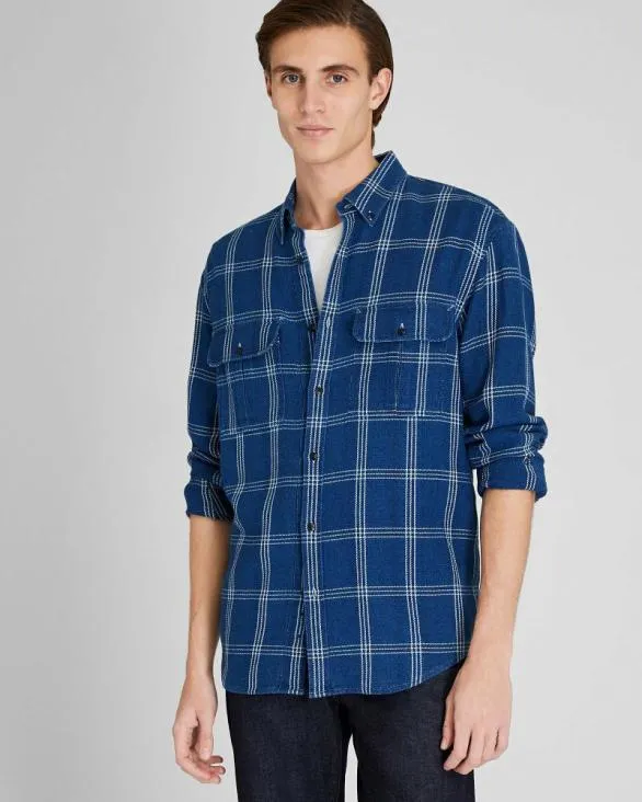 Club Monaco Shirts LongSleeve Relaxed Indigo Twill Shirt Jacket Medium Denim 8211 Men