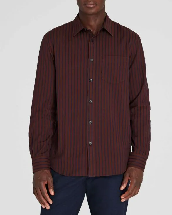 Club Monaco Shirts LongSleeve Textured Stripe Shirt Burgundy Mix 8211 Men