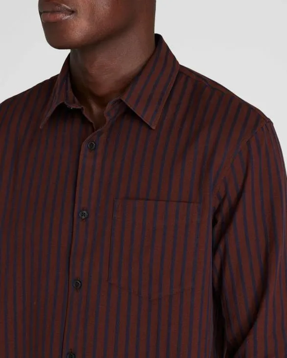 Club Monaco Shirts LongSleeve Textured Stripe Shirt Burgundy Mix 8211 Men