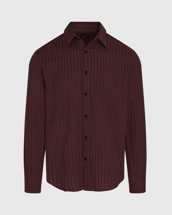 Club Monaco Shirts LongSleeve Textured Stripe Shirt Burgundy Mix 8211 Men