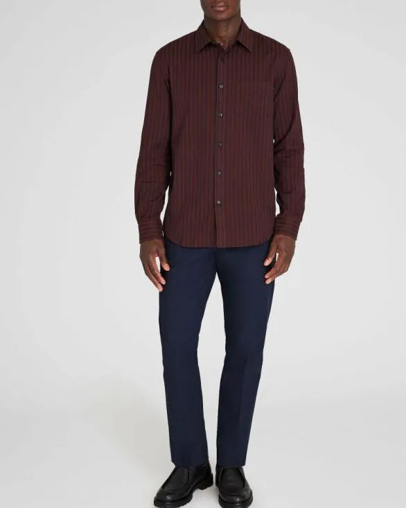 Club Monaco Shirts LongSleeve Textured Stripe Shirt Burgundy Mix 8211 Men