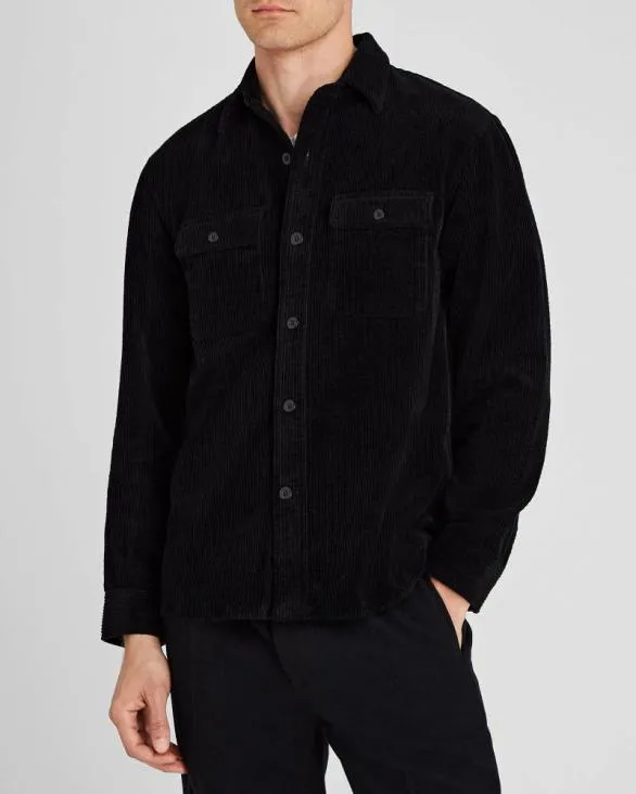 Club Monaco Shirts Wide Wale Corduroy Shirt Jacket Soot Black 8211 Men