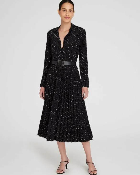 Club Monaco Skirts Polka Dot Pleated Midi Skirt Black Base 8211 Women