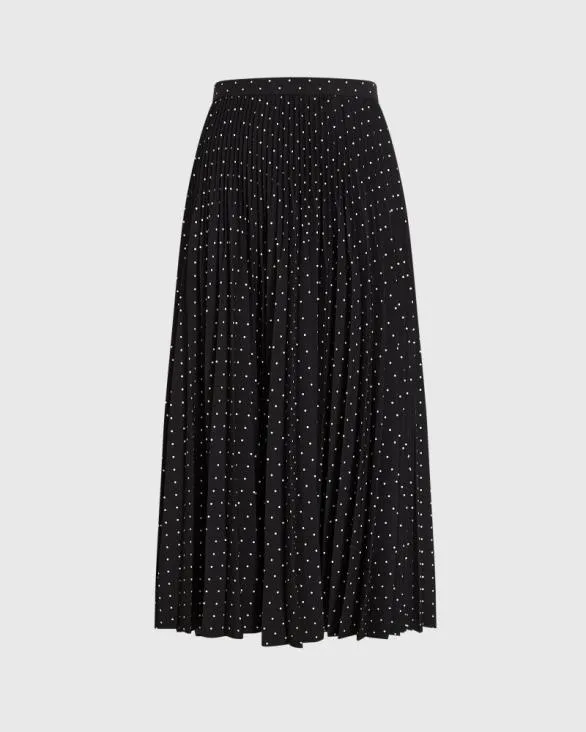 Club Monaco Skirts Polka Dot Pleated Midi Skirt Black Base 8211 Women