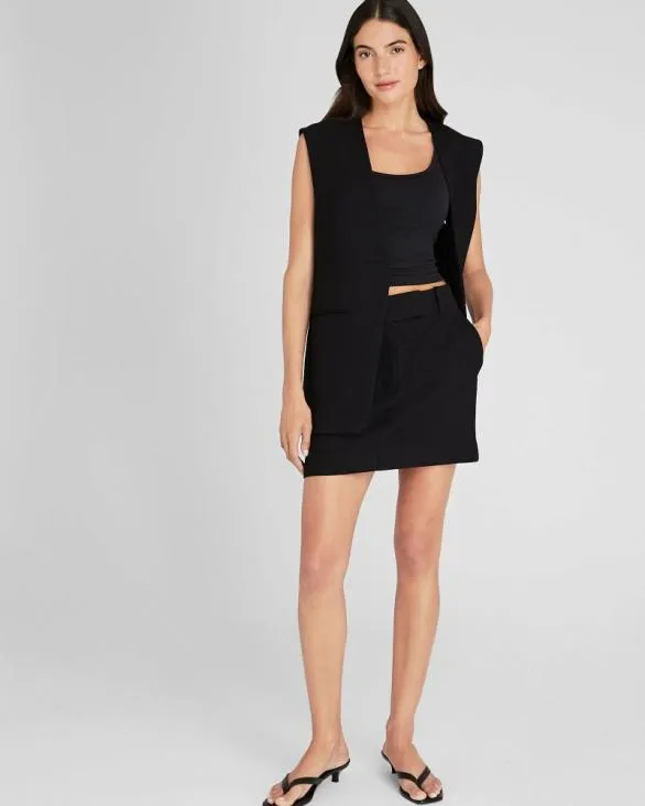 Club Monaco Skirts Trouser Style Suiting Mini Skirt Black 8211 Women
