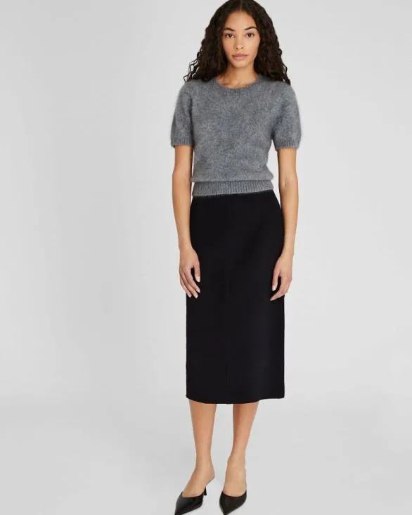 Club Monaco Skirts Wool DoubleFaced Midi Skirt Black 8211 Women