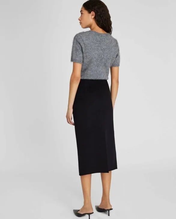 Club Monaco Skirts Wool DoubleFaced Midi Skirt Black 8211 Women