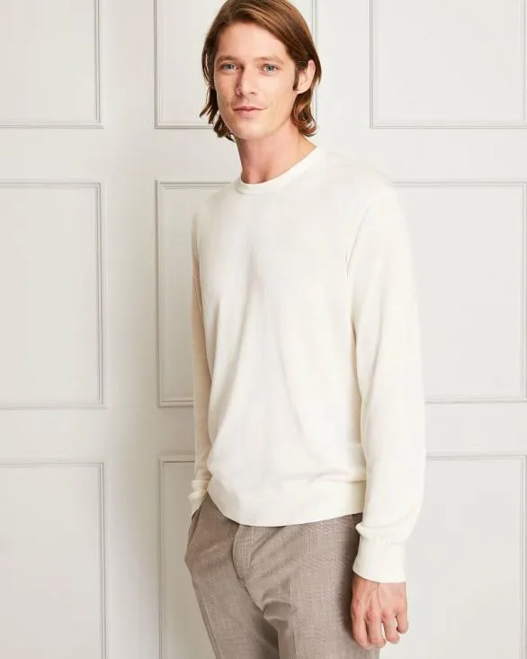 Club Monaco Sweaters Fine Gauge Silk Blend Crewneck Cream 8211 Men