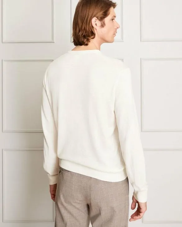 Club Monaco Sweaters Fine Gauge Silk Blend Crewneck Cream 8211 Men