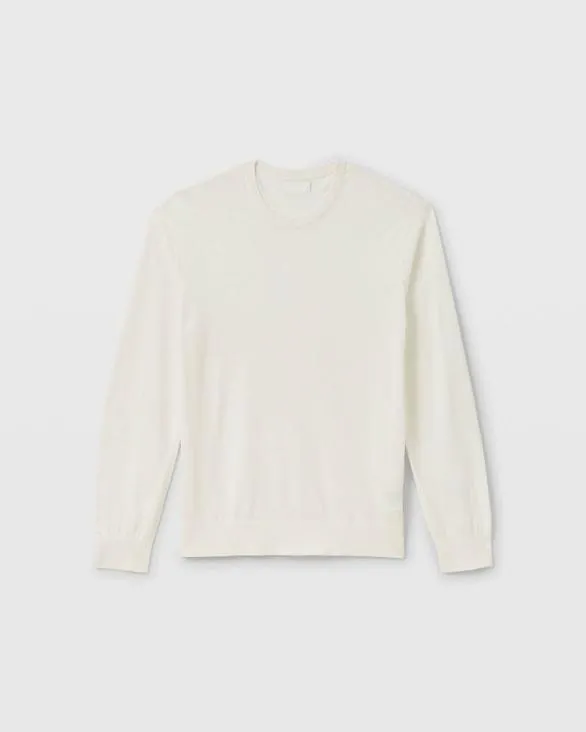 Club Monaco Sweaters Fine Gauge Silk Blend Crewneck Cream 8211 Men