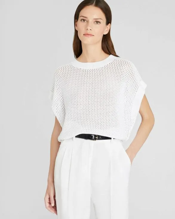 Club Monaco Sweaters Relaxed Mesh Shell White 8211 Women