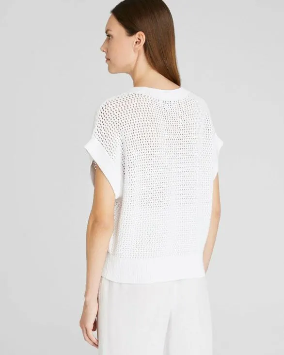 Club Monaco Sweaters Relaxed Mesh Shell White 8211 Women