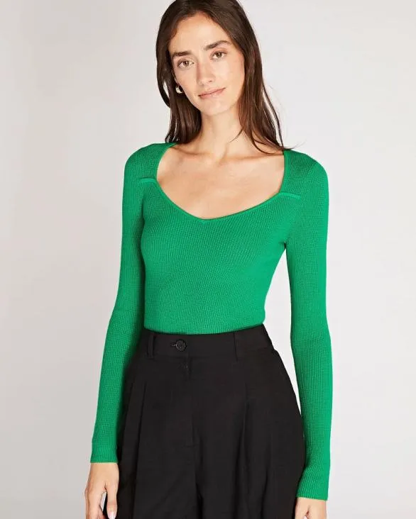 Club Monaco Sweaters Shrug Neck Rib Sweater Green 8211 Women