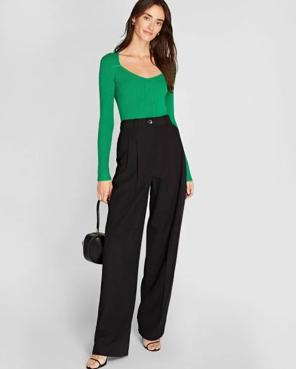 Club Monaco Sweaters Shrug Neck Rib Sweater Green 8211 Women