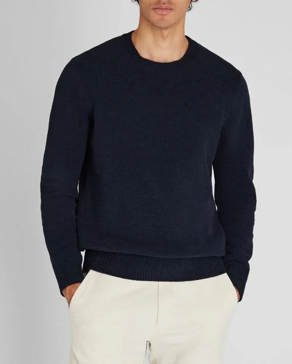 Club Monaco Sweaters Statement Chenille Crewneck Sweater Navy 8211 Men