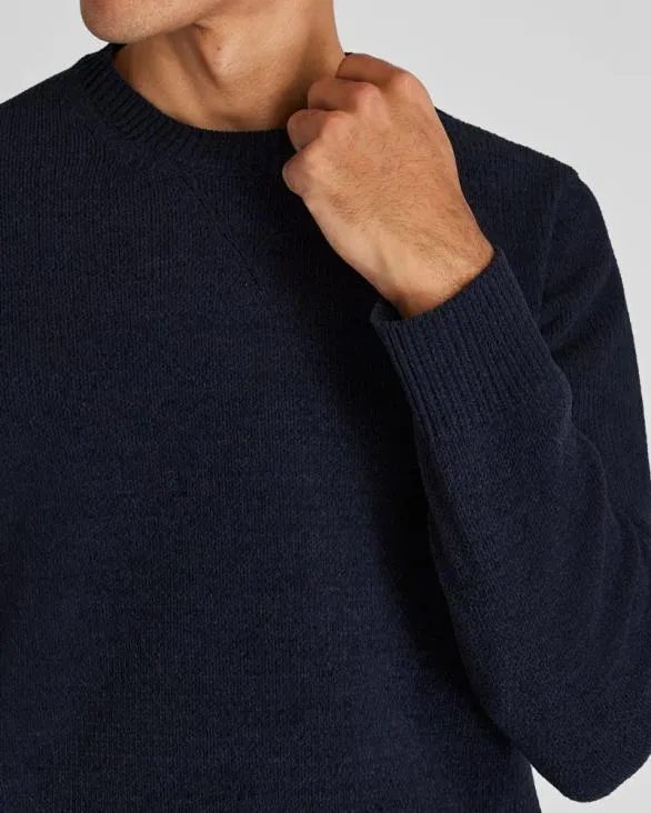 Club Monaco Sweaters Statement Chenille Crewneck Sweater Navy 8211 Men