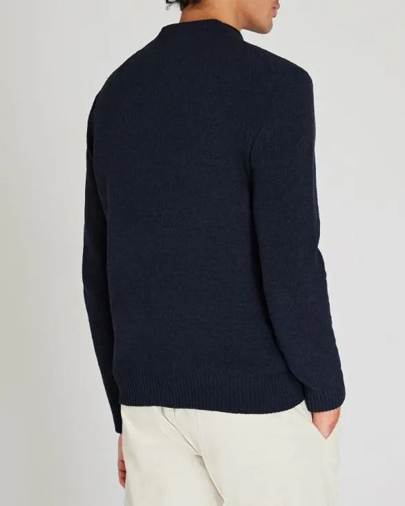 Club Monaco Sweaters Statement Chenille Crewneck Sweater Navy 8211 Men