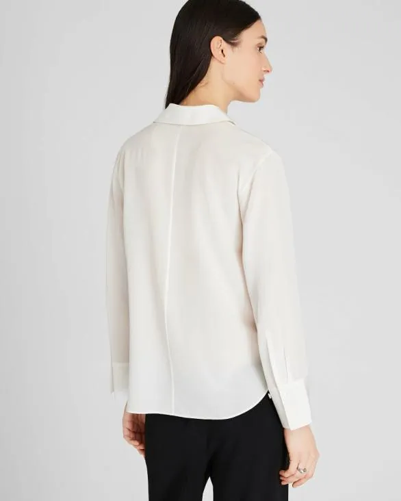 Club Monaco Tops Collared Silk Popover Shirt Off White 8211 Women