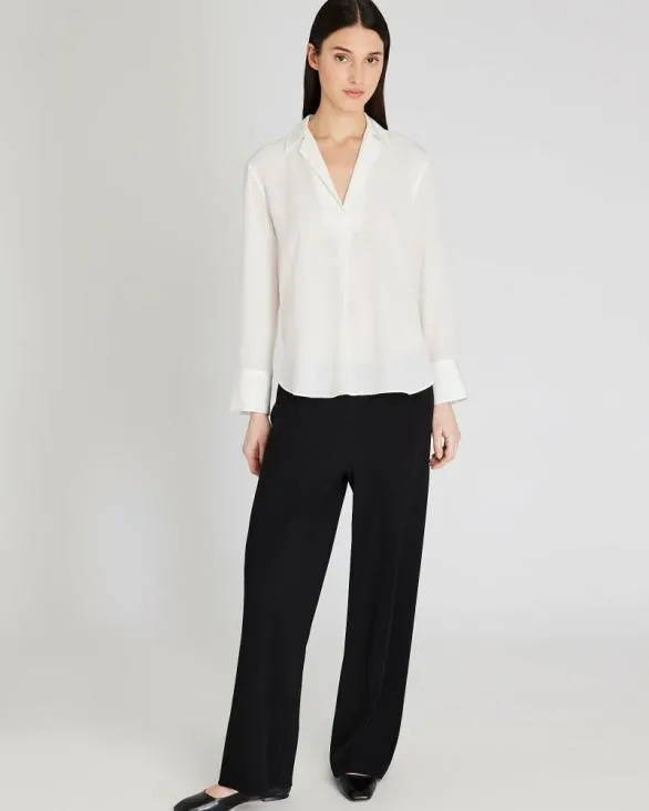 Club Monaco Tops Collared Silk Popover Shirt Off White 8211 Women
