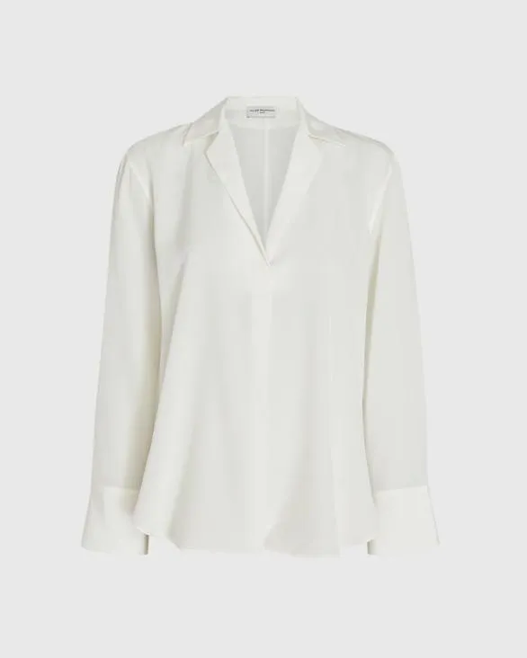Club Monaco Tops Collared Silk Popover Shirt Off White 8211 Women